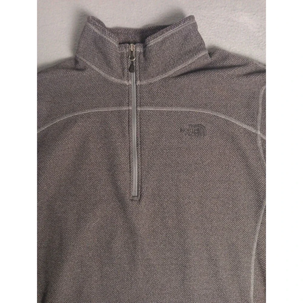 The North Face Gray Textured Cap Rock 1/4 Zip Fleece Sweater Size XL